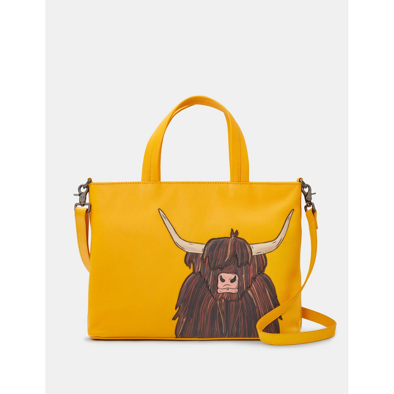 Yoshi Highland Cow Yellow Leather Grab Bag