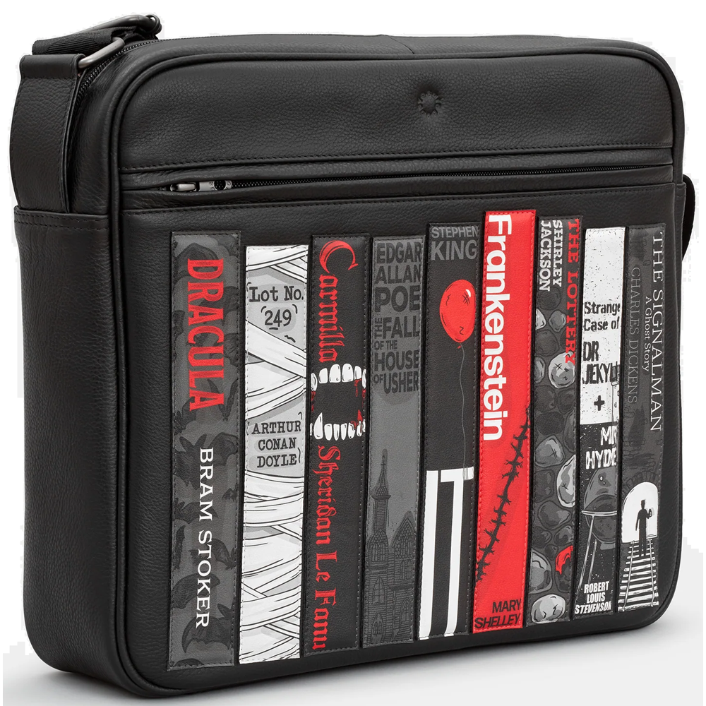 Yoshi Horror Bookworm Library Black Leather Messenger Bag