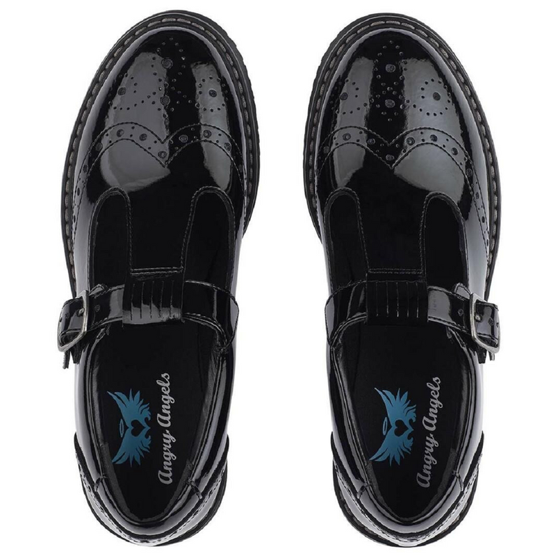 Start Rite Angry Angels Imagine Black Patent T-Bar Buckle School Shoes