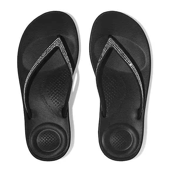 FitFlop Iqushion Sparkle Ergonomic Black Sandals