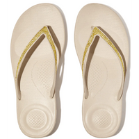 FitFlop Iqushion Sparkle Ergonomic Stone Beige Sandals