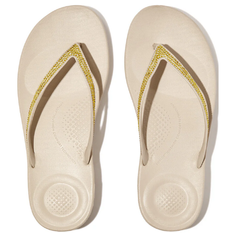 FitFlop Iqushion Sparkle Ergonomic Stone Beige Sandals