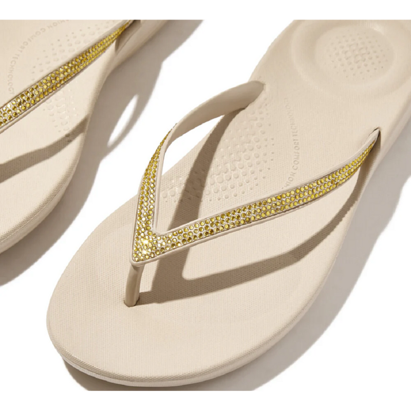 FitFlop Iqushion Sparkle Ergonomic Stone Beige Sandals