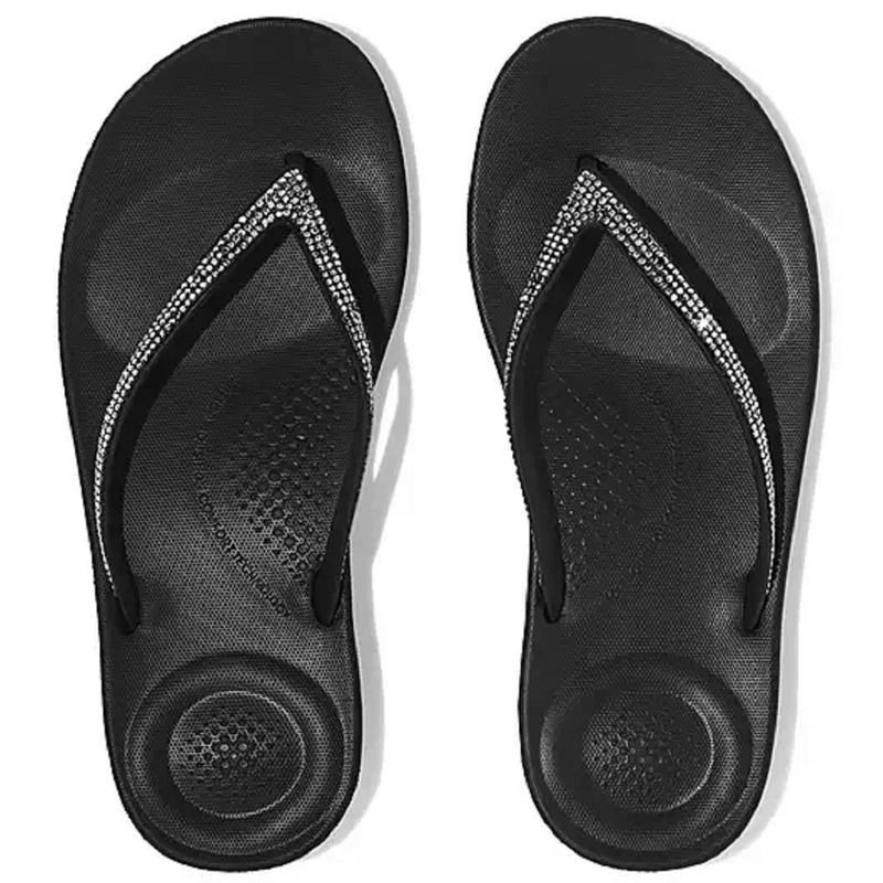 FitFlop Iqushion Sparkle Ergonomic Black Sandals