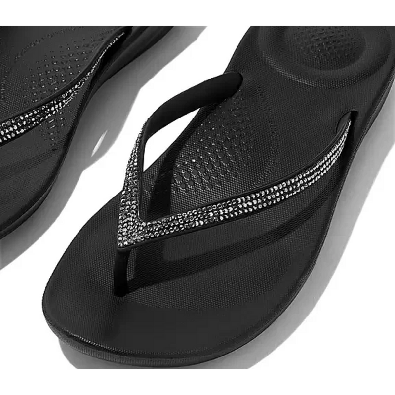 FitFlop Iqushion Sparkle Ergonomic Black Sandals