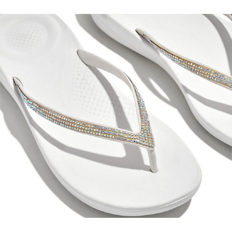 FitFlop Iqushion Sparkle Ergonomic Urban White Sandals