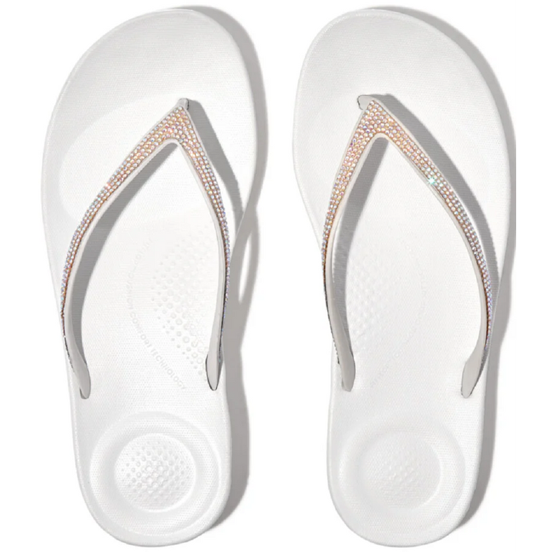 FitFlop Iqushion Sparkle Ergonomic Urban White Sandals