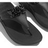 FitFlop Lulu Jewel-Deluxe Leather Black Toe-Post Sandals