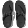 FitFlop Lulu Jewel-Deluxe Leather Black Toe-Post Sandals