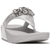 FitFlop Lulu Jewel-Deluxe Leather Silver Toe-Post Sandals