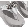 FitFlop Lulu Jewel-Deluxe Leather Silver Toe-Post Sandals