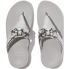 FitFlop Lulu Jewel-Deluxe Leather Silver Toe-Post Sandals