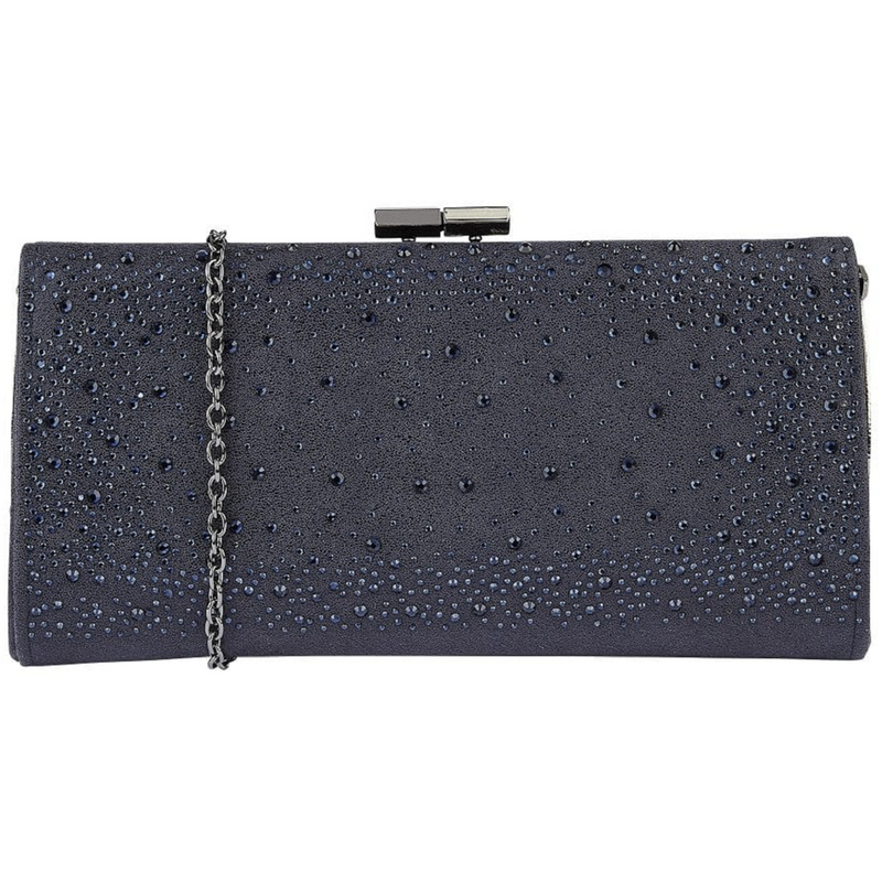 Lotus Chandra Navy Diamante Clutch Bag