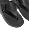 FitFlop Lulu Covered-Buckle Raw-Edge Leather Black Toe-Thongs