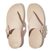 FitFlop Lulu Covered-Buckle Raw-Edge Leather Stone Beige Toe-Thongs