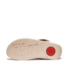 FitFlop Lulu Covered-Buckle Raw-Edge Leather Stone Beige Toe-Thongs