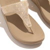 FitFlop Lulu Crystal Embellished Latte Beige Toe-Post Sandals