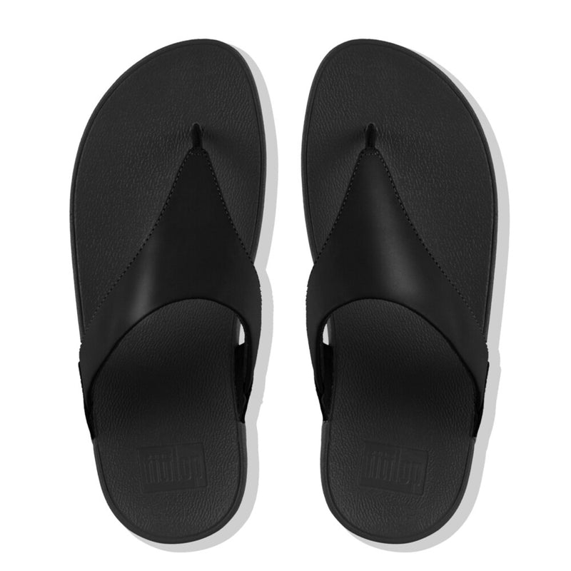 FitFlop Lulu Leather Toe Post Black Sandals