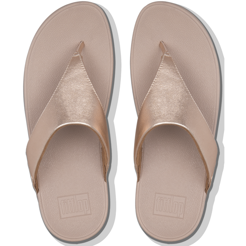 FitFlop Lulu Leather Toe Post Rose Gold Sandals