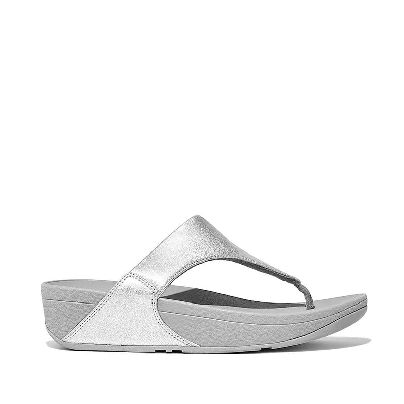 FitFlop Lulu Leather Toe Post Silver Sandals