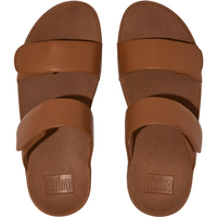 FitFlop Lulu Adjustable Leather Light Tan Slides