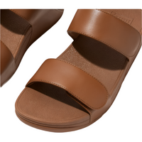 FitFlop Lulu Adjustable Leather Light Tan Slides