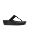 FitFlop Lulu Crystal Embellished All Black Toe-Post Sandals