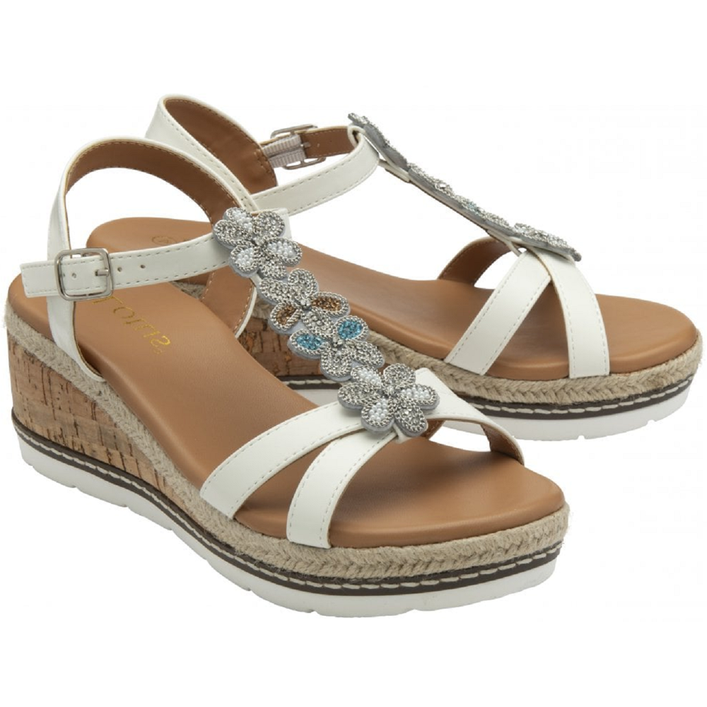 Lotus Letica White Sandals
