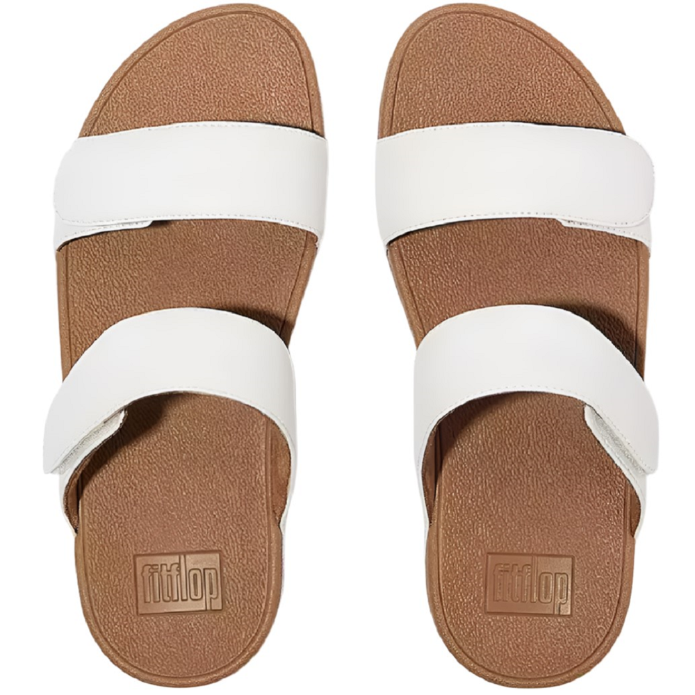 FitFlop Lulu Adjustable Leather Urban White Slides