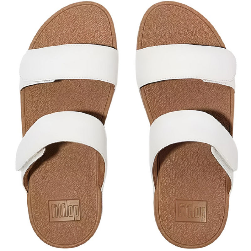 FitFlop Lulu Adjustable Leather Urban White Slides