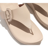 FitFlop Lulu Covered-Buckle Raw-Edge Leather Stone Beige Toe-Thongs