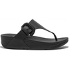 FitFlop Lulu Covered-Buckle Raw-Edge Leather Black Toe-Thongs