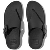 FitFlop Lulu Covered-Buckle Raw-Edge Leather Black Toe-Thongs