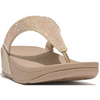 FitFlop Lulu Crystal Embellished Latte Beige Toe-Post Sandals