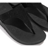 FitFlop Lulu Crystal Embellished All Black Toe-Post Sandals