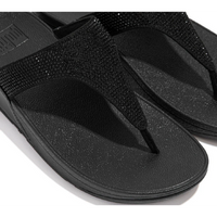 FitFlop Lulu Crystal Embellished All Black Toe-Post Sandals