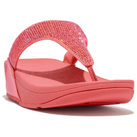 FitFlop Lulu Crystal Embellished Rosy Coral Toe-Post Sandals