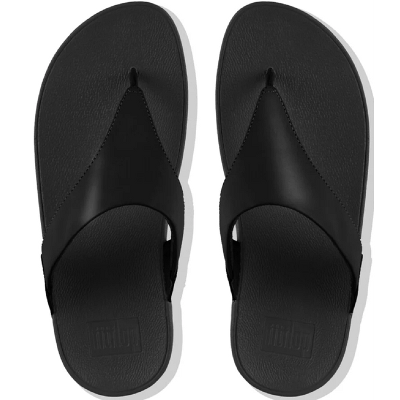 FitFlop Lulu Leather Toe Post Black Sandals