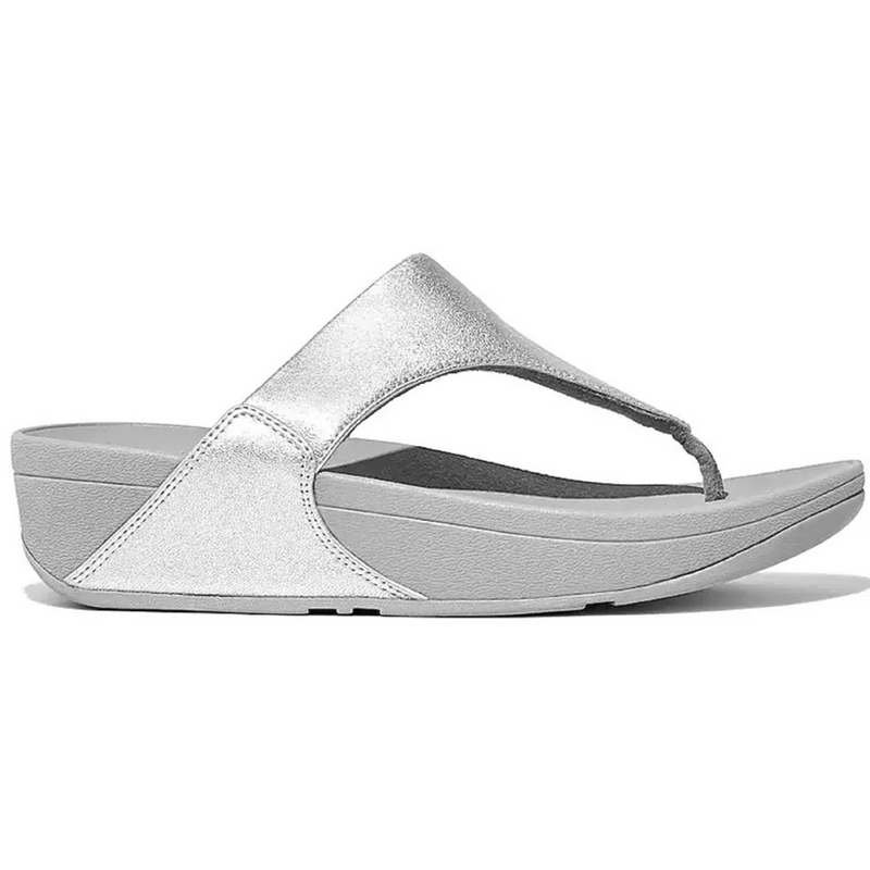 FitFlop Lulu Leather Toe Post Silver Sandals