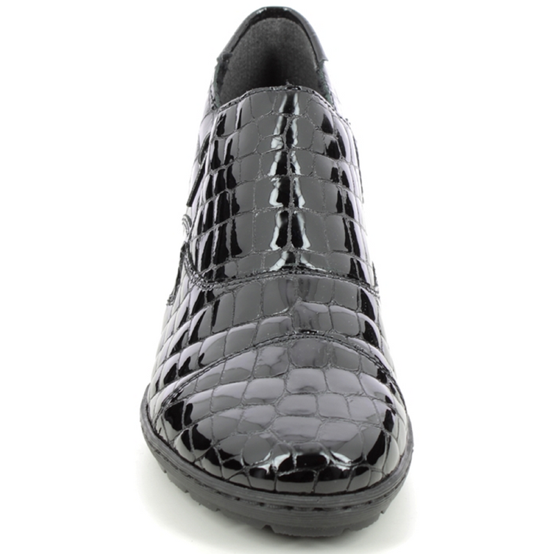 Rieker 57173-03 (Marching) Black Patent Croc Shoes