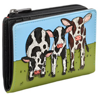 Yoshi Moo Family Black Leather Flap Over Purse