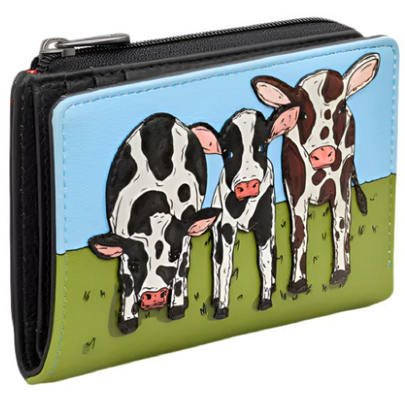 Yoshi Moo Family Black Leather Flap Over Purse