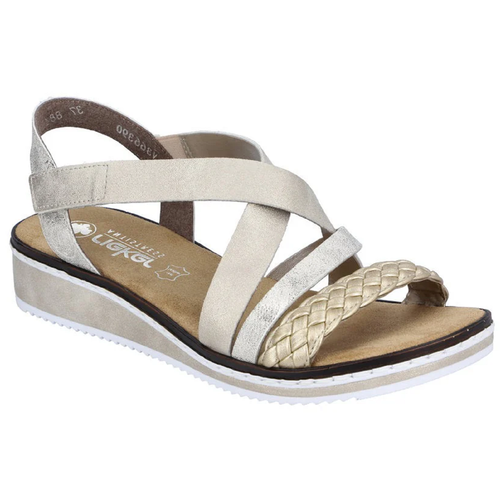 Rieker V3663-90 (Noisette) Beige Gold Sandals