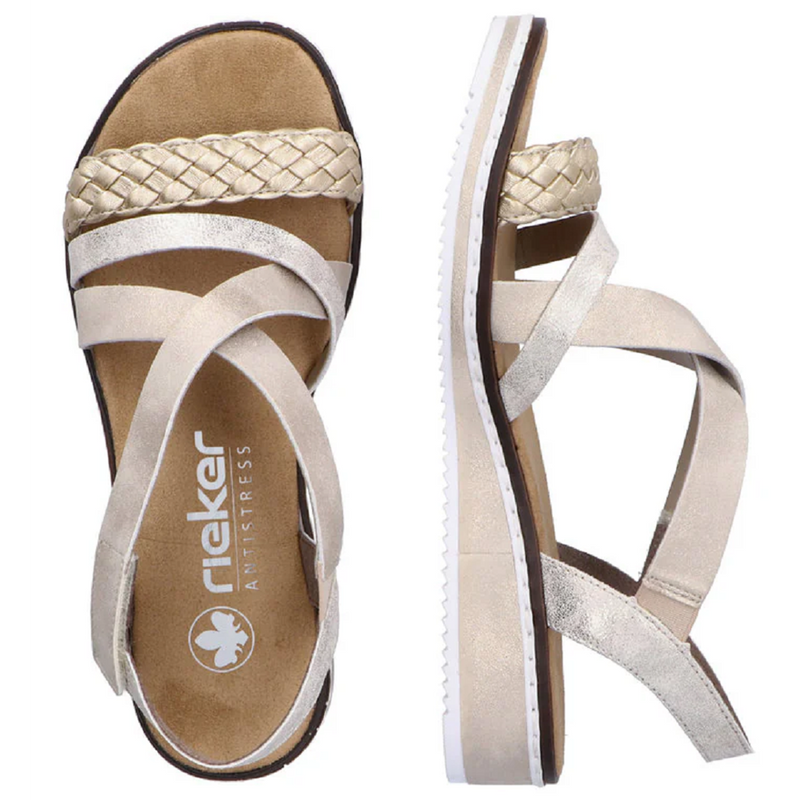 Rieker V3663-90 (Noisette) Beige Gold Sandals