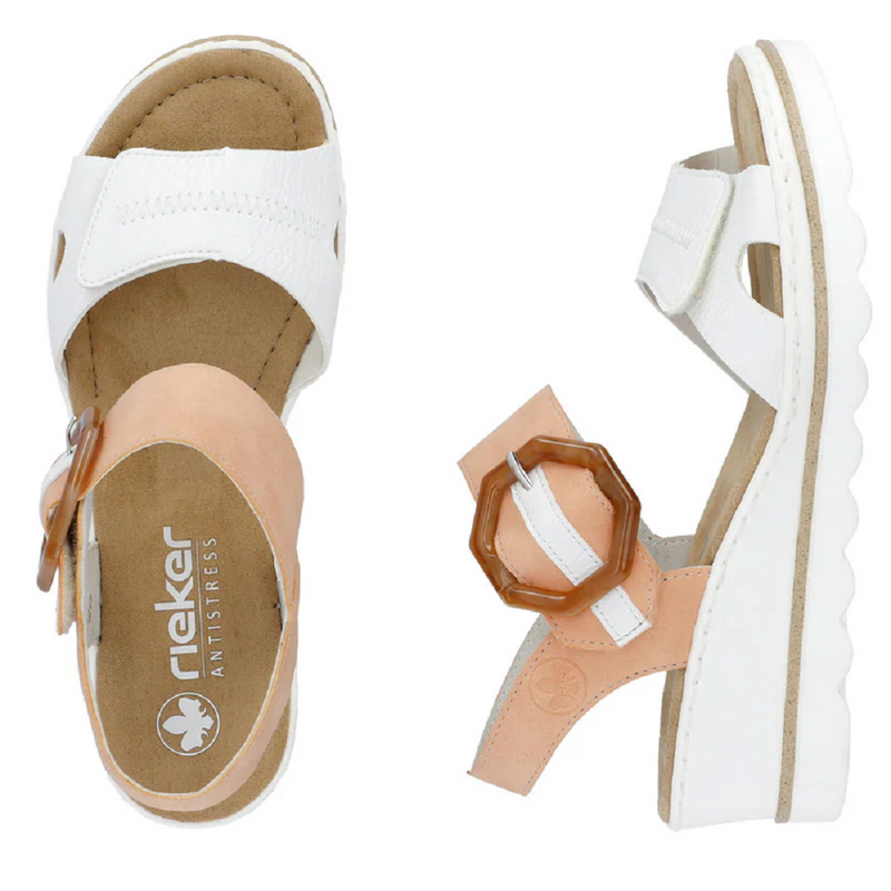 Rieker 67476-38 (Oyster) Weiss Aprikot Sandals