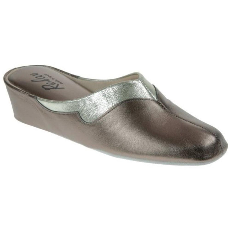 Relax Plum 3131 Pewter Leather Slippers