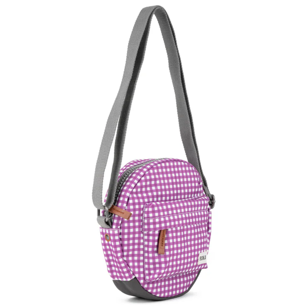 Roka Paddington B Recycled Canvas Purple Gingham Bag