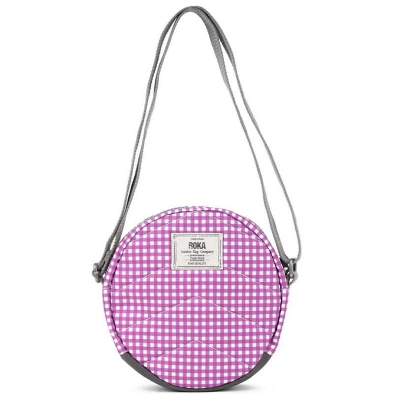 Roka Paddington B Recycled Canvas Purple Gingham Bag