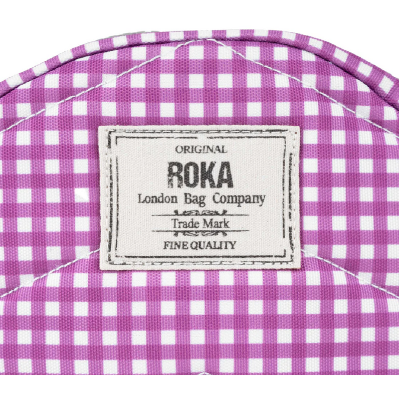 Roka Paddington B Recycled Canvas Purple Gingham Bag