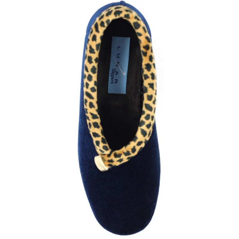 Lunar Paloma Navy Ocelot Trim Slippers